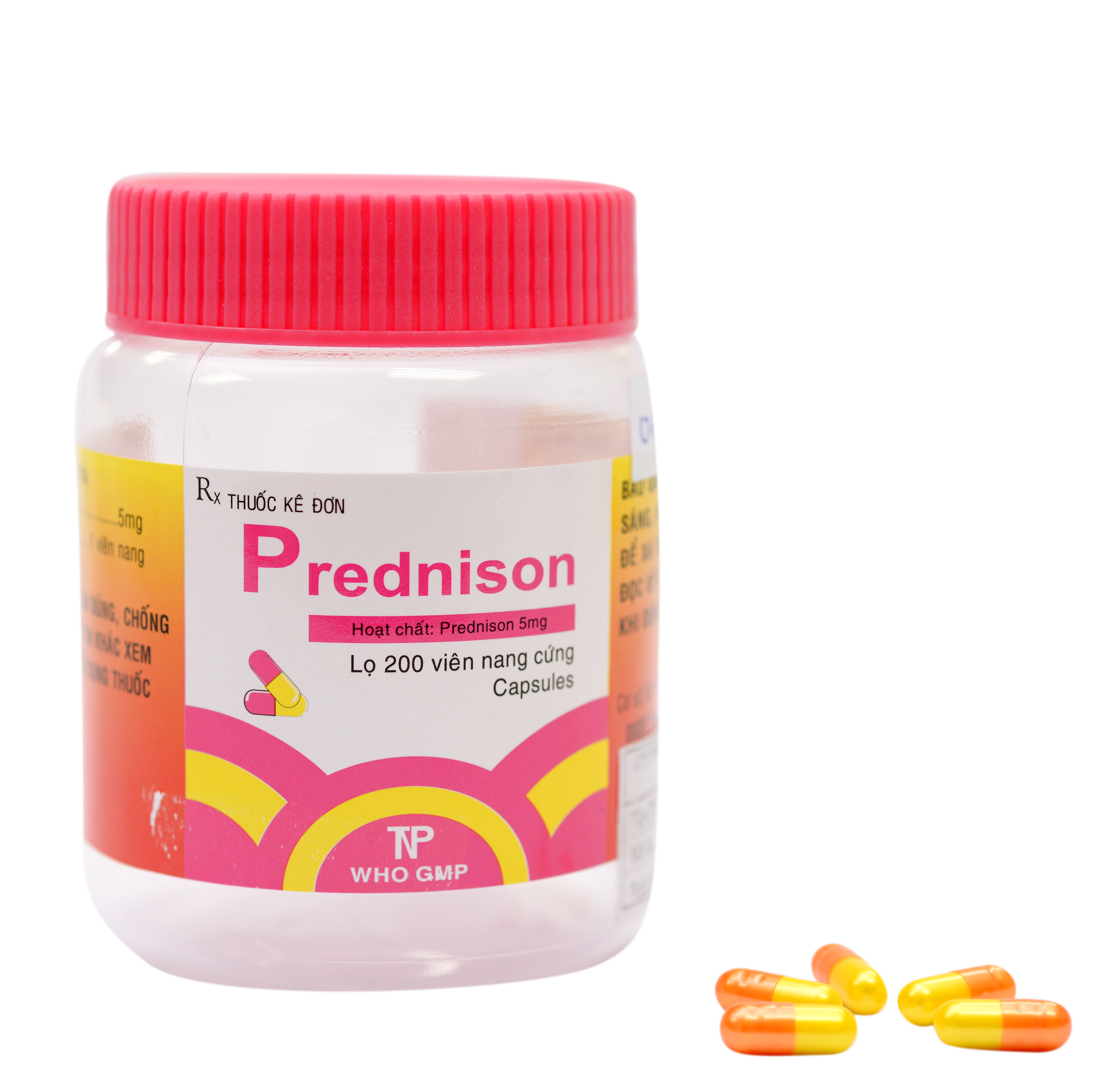PREDNISON 5MG Thành Nam (Cam Vàng, Chai/200 viên nang)